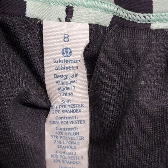 Lululemon Run Bandit Track Pant Black / Mini Hyper Stripe Fresh Teal Size 8 - Picture 2 of 13